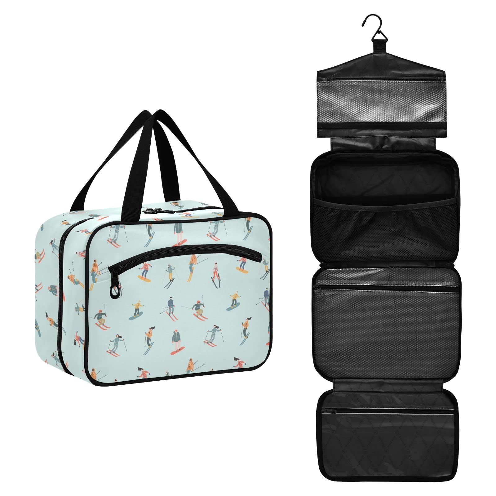 CHIFIGNO Hanging Travel Cosmetic Bag - Waterproof Makeup Organizer for Women & Men - Perfect for Bathroom, Shower, Gym, Skiing & Snowboarding - Holds Toiletries, Accessories & Shampoo