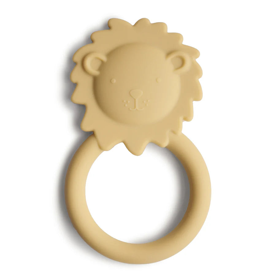 Mushie Lion Teether - Natural & Safe Baby Teething Toy for Soothing Sore Gums - BPA Free & Eco-Friendly - Perfect for Infants & Toddlers at Home or On-the-Go