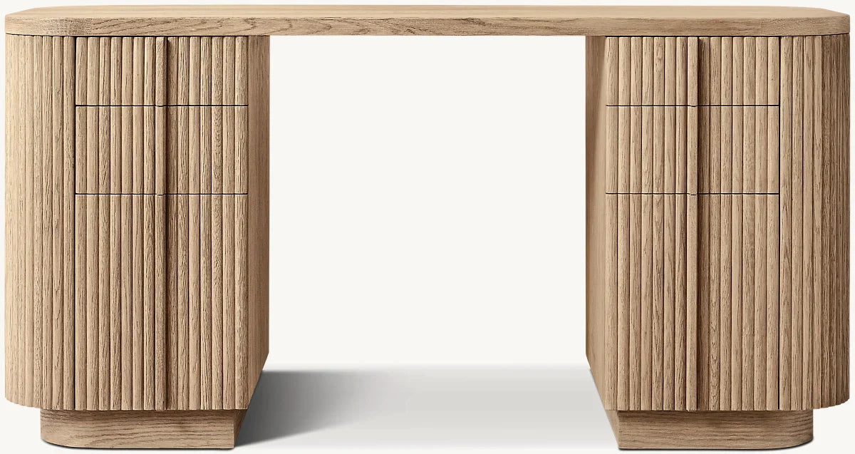 Mulholland Storage Desk - Modern Home Office Desk with Drawers & Shelves for Workspace Organization | Perfect for Small Spaces, Dorm Rooms & Home Offices