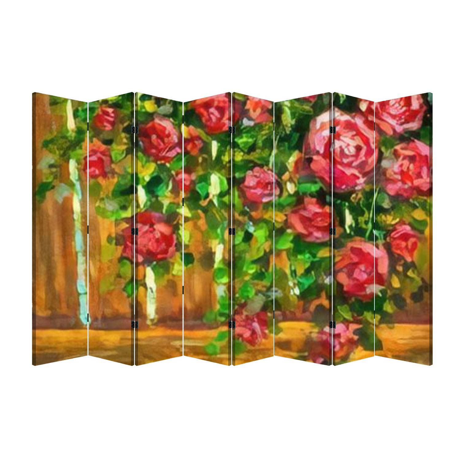 GISGBJW 8-Panel Folding Room Divider - Floral Rose Peony Oil Painting Design, Portable Freestanding Privacy Screen for Home, Office & Bedroom | Perfect for Creating Private Spaces, Room Separation & Decoration