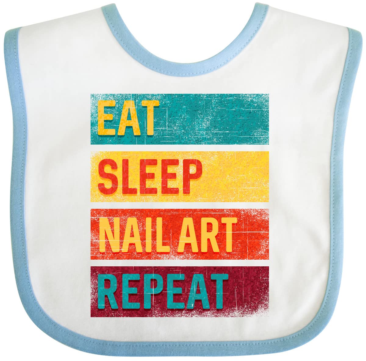 Inktastic Nail Tech Eat Sleep Nail Art Repeat Baby Bib - Funny Nail Technician Gift Bib for Infants - Perfect for Baby Showers, Nail Salon Owners, and Parenting Gifts