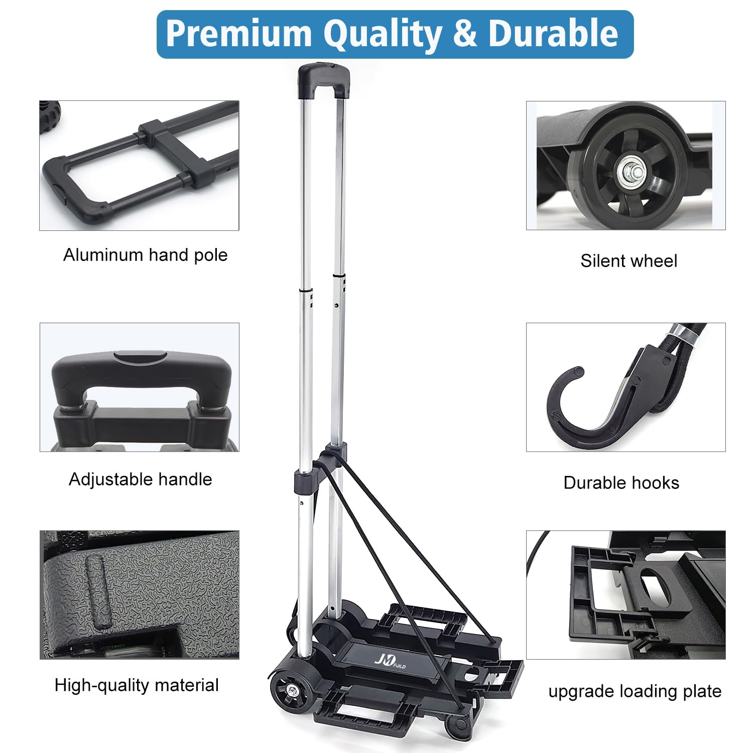70 lbs Heavy Duty Folding Hand Truck Dolly with 2 Wheels - Compact Foldable Luggage Cart with Expandable Chassis, Converts to Backpack for Easy Storage - Perfect for Airport Travel, Office Moving, Grocery Shopping & Warehouse Use (Black Steel Frame)