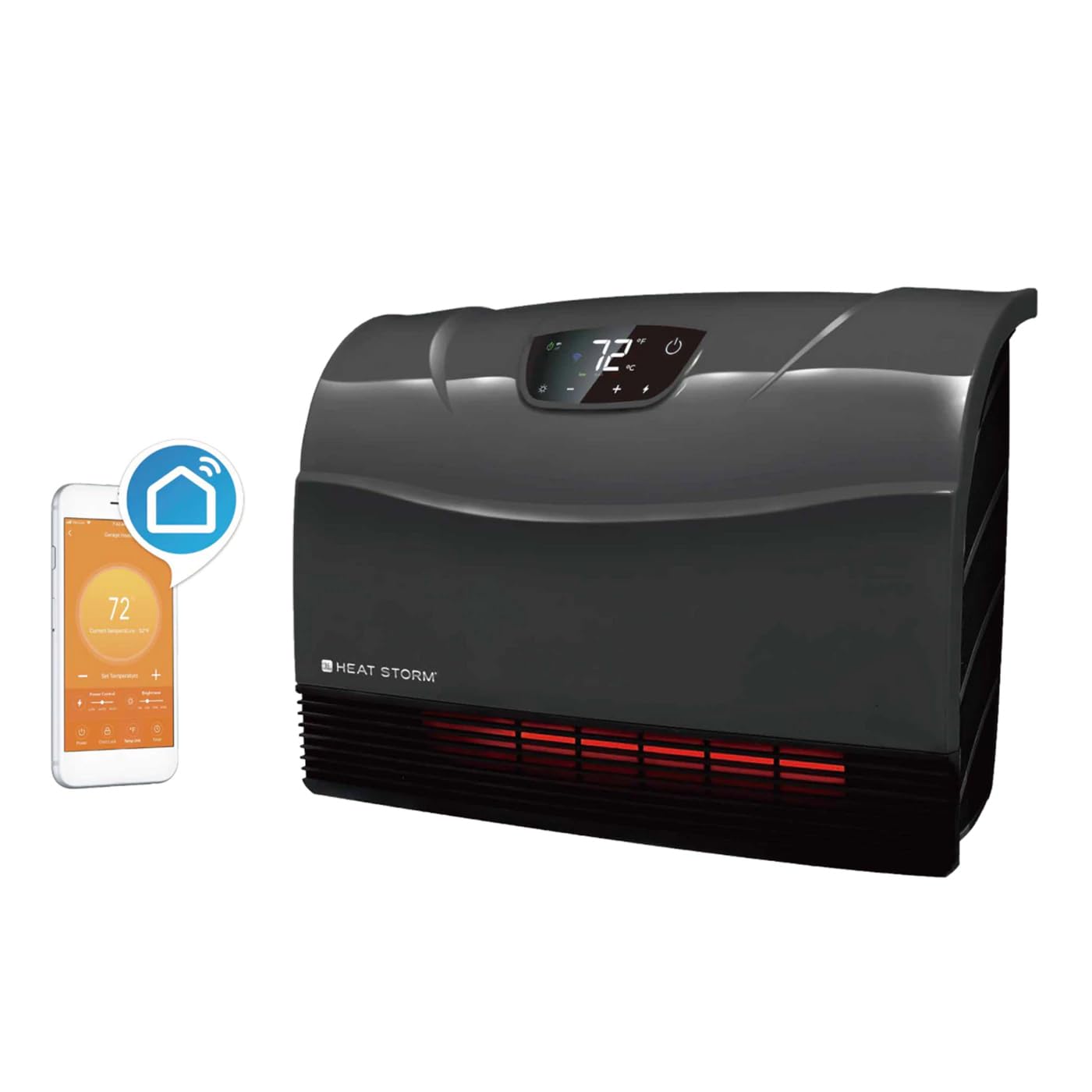 1500W Infrared Space Heater with Touch Screen, WiFi Enabled, Wall Mountable - Perfect for Bedroom, Office & Home Heating (Grey)