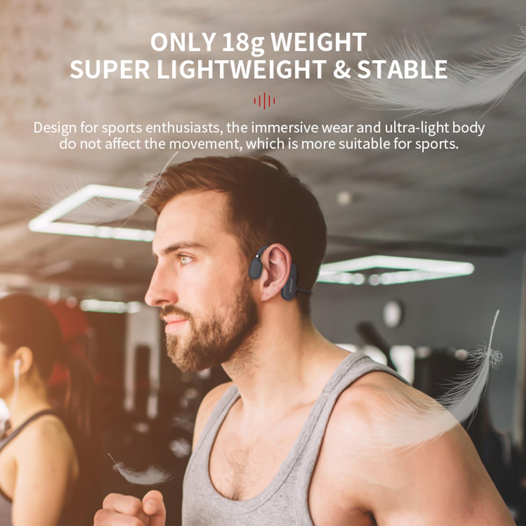 Open Ear Wireless Sports Headphones Bluetooth 5.0 - Sweatproof Waterproof Headset with Mic for Running, Cycling, Gym Workouts | Perfect for Jogging, Driving & Outdoor Activities