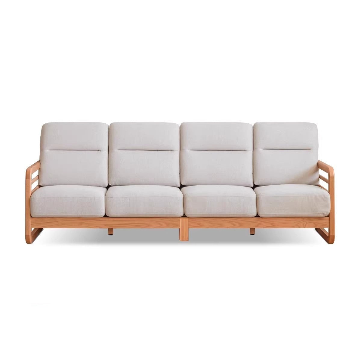 Oak Wood Fabric Sofa with String Style Backrest - Modern Living Room Furniture for Comfortable Home Decor