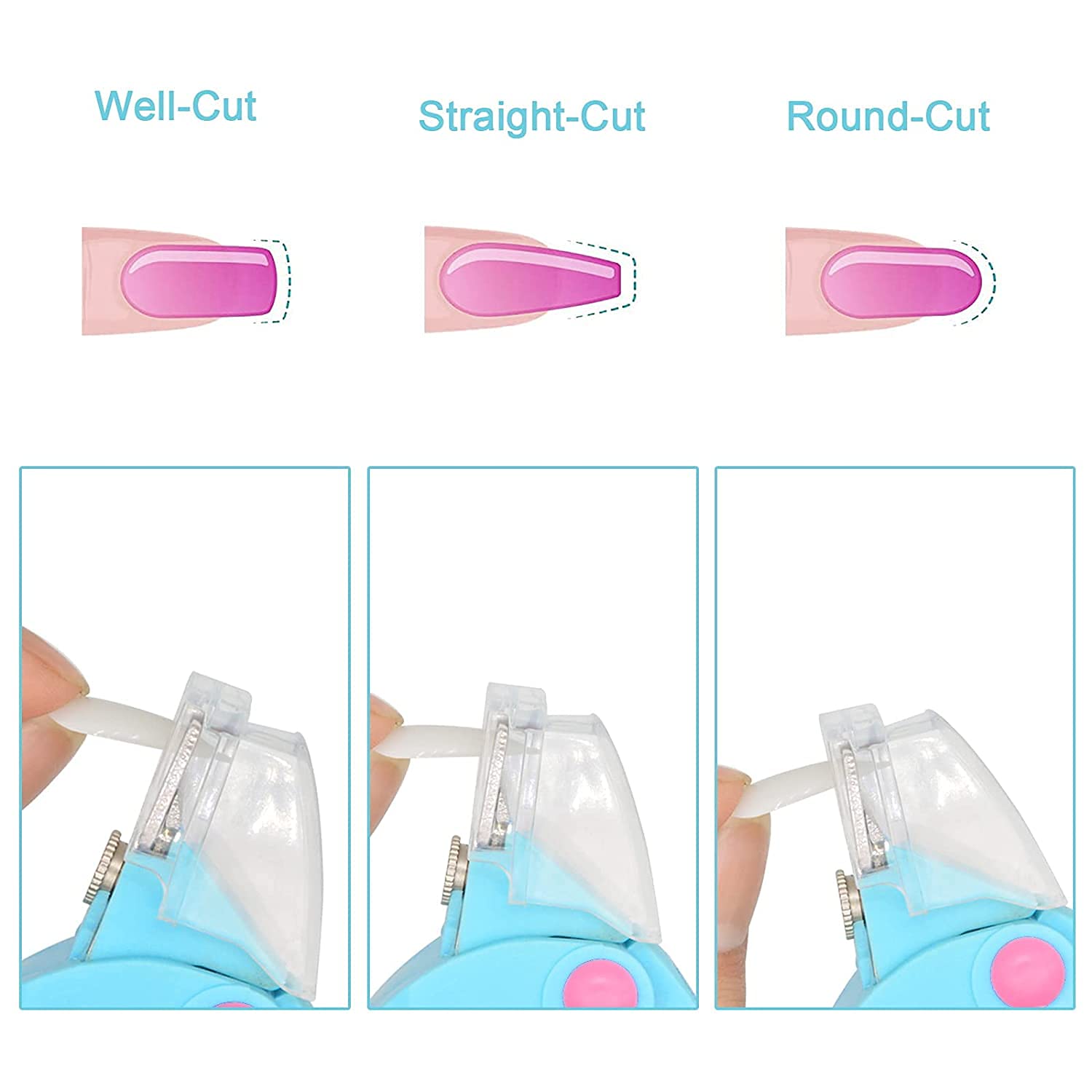 Premium KIRA Acrylic Nail Clipper - Adjustable Stainless Steel Gel & Fake Nail Tip Cutter with U-Shaped Blade - Professional Manicure Tool for Artificial Nails (Blue) - Perfect for Salon, Home Nail Art & DIY Manicures