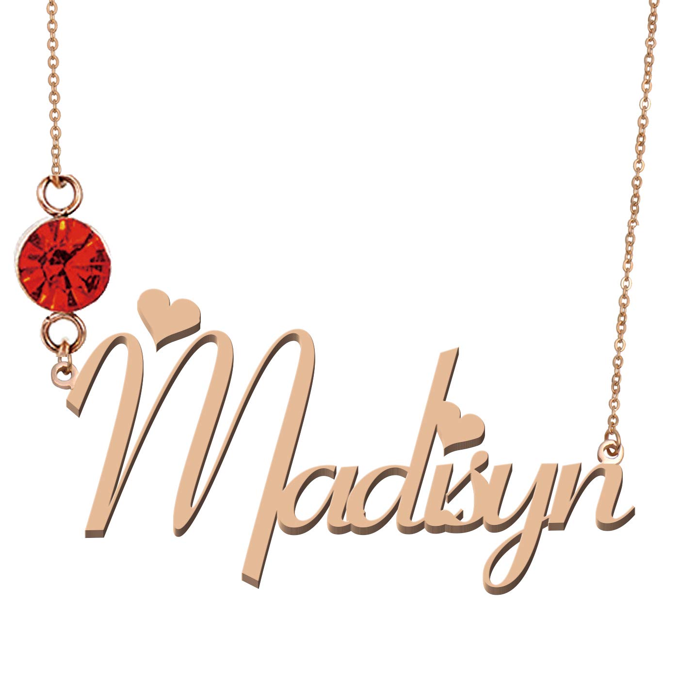 Personalized Name Necklace with Birthstone - Custom Engraved Jewelry for Women - Perfect Gift for Birthday, Anniversary & Valentine's Day - Ideal for Everyday Wear & Special Occasions