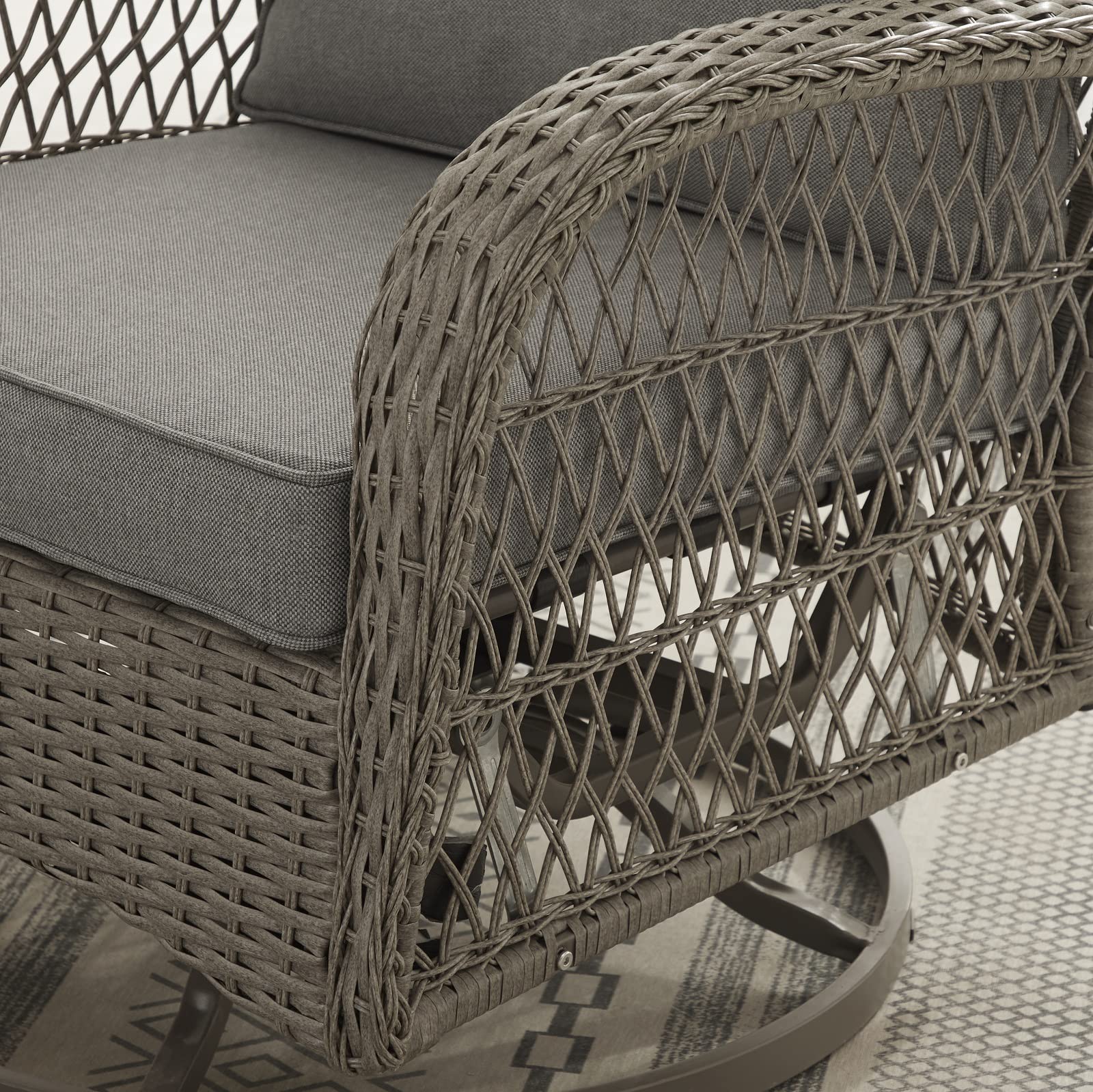 3-Piece Patio Furniture Set - Grey Rattan Outdoor Bistro Set with 2 Wicker Chairs & Table, 3.9