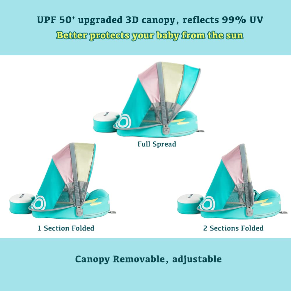 **Upgraded Baby Pool Float - Mambobaby Non-Inflatable Infant Swim Ring with Sun Canopy for 3-24 Months | Safe & Comfortable for Beach, Pool & Outdoor Water Play**