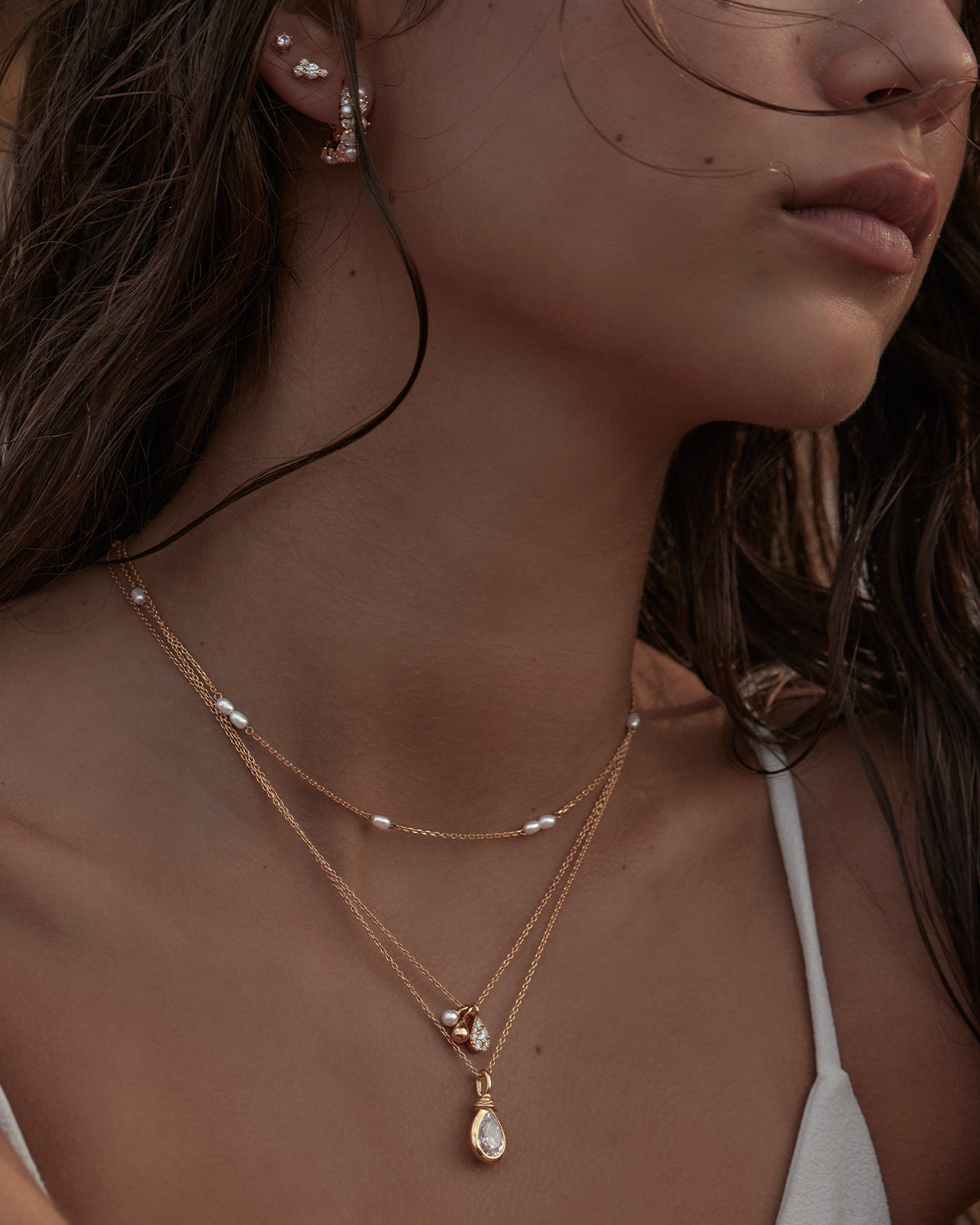 18K Gold Vermeil Sea Foam Hoop Earrings for Women - Hypoallergenic Dainty Jewelry Gift for Her - Perfect for Beach Vacations & Summer Outfits