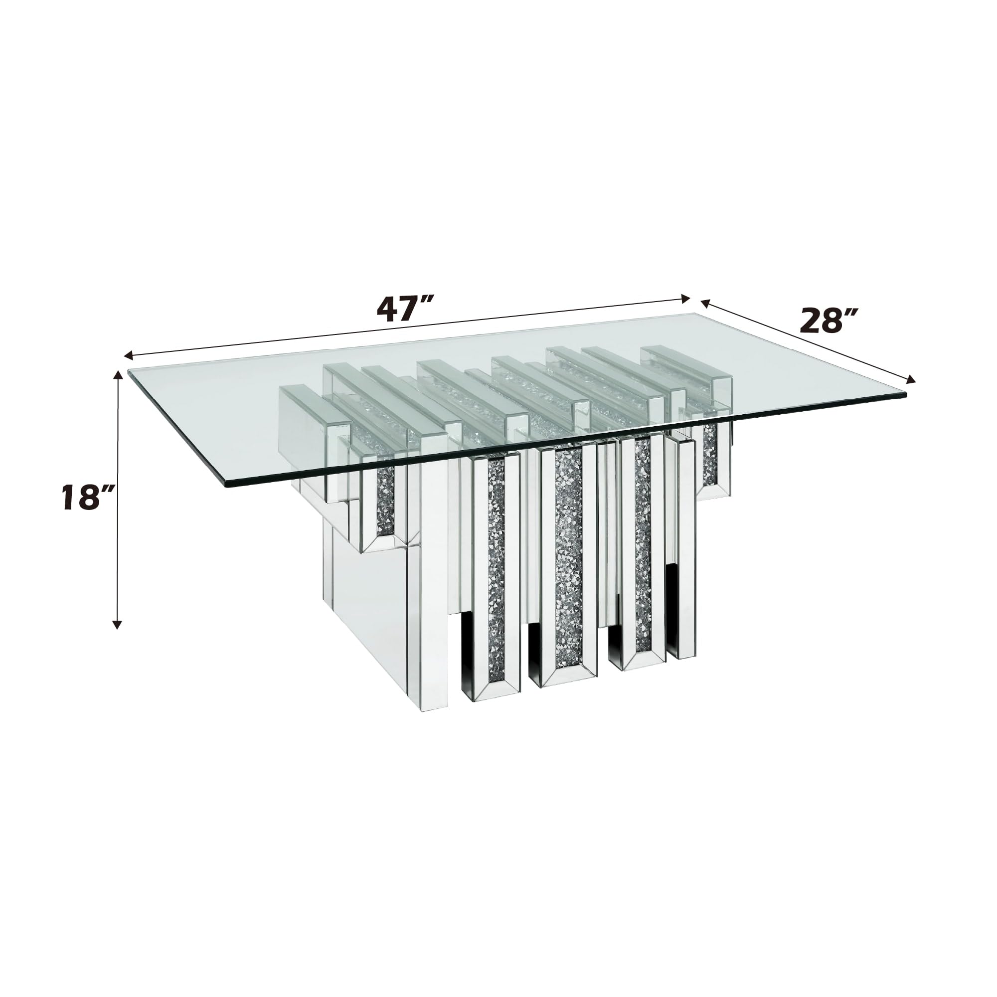 Acme Furniture Noralie Glamorous Coffee Table with Mirror Top & Faux Diamond Accents - Perfect for Living Room, Lounge & Luxury Home Decor