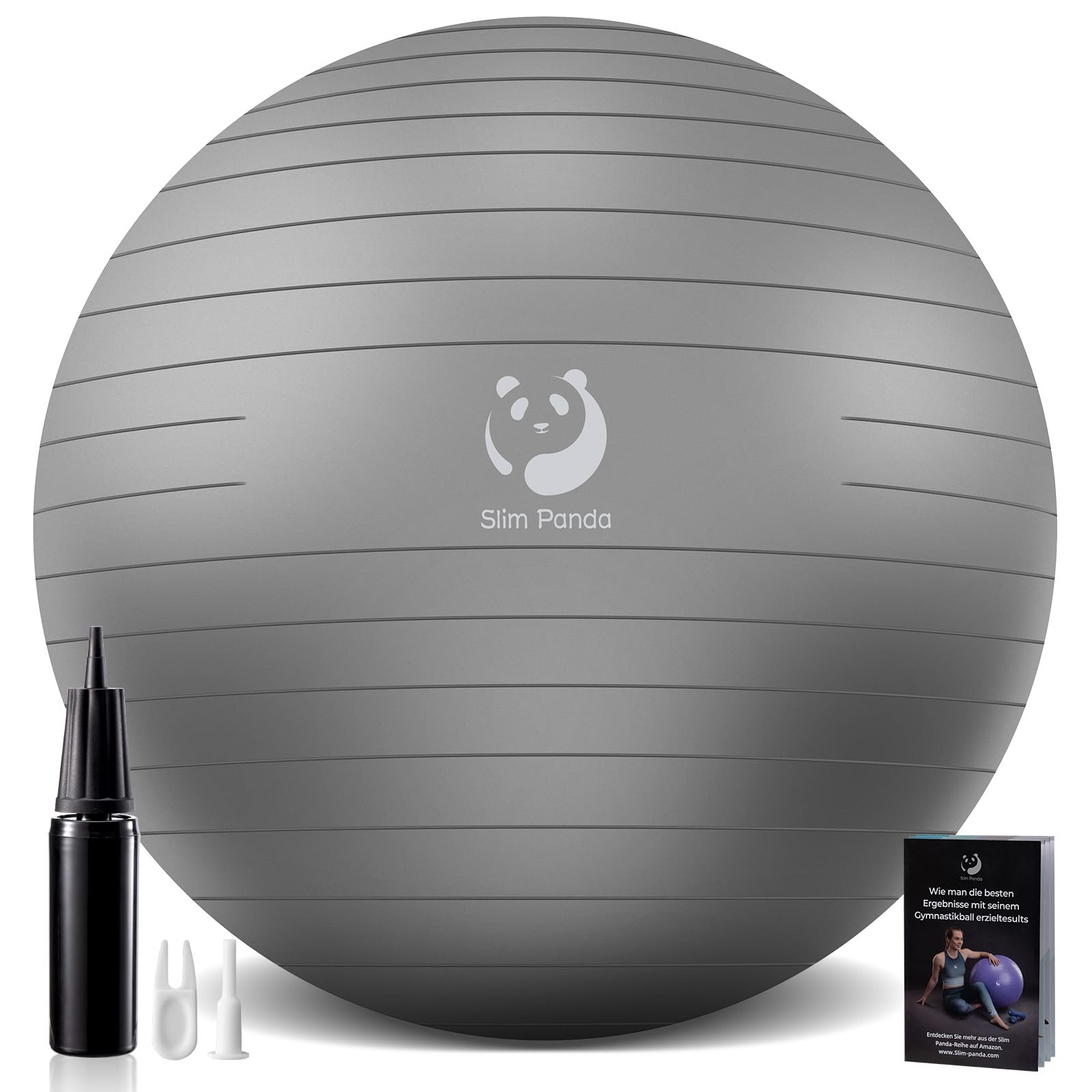 Slim Panda Exercise Ball 55-85CM Anti-Burst Fitness Ball with Pump - Soft Yoga Balance Ball for Seniors, Pregnancy, Physical Therapy & Home Workouts - Perfect for Gym, Pilates, Yoga and Postpartum Recovery