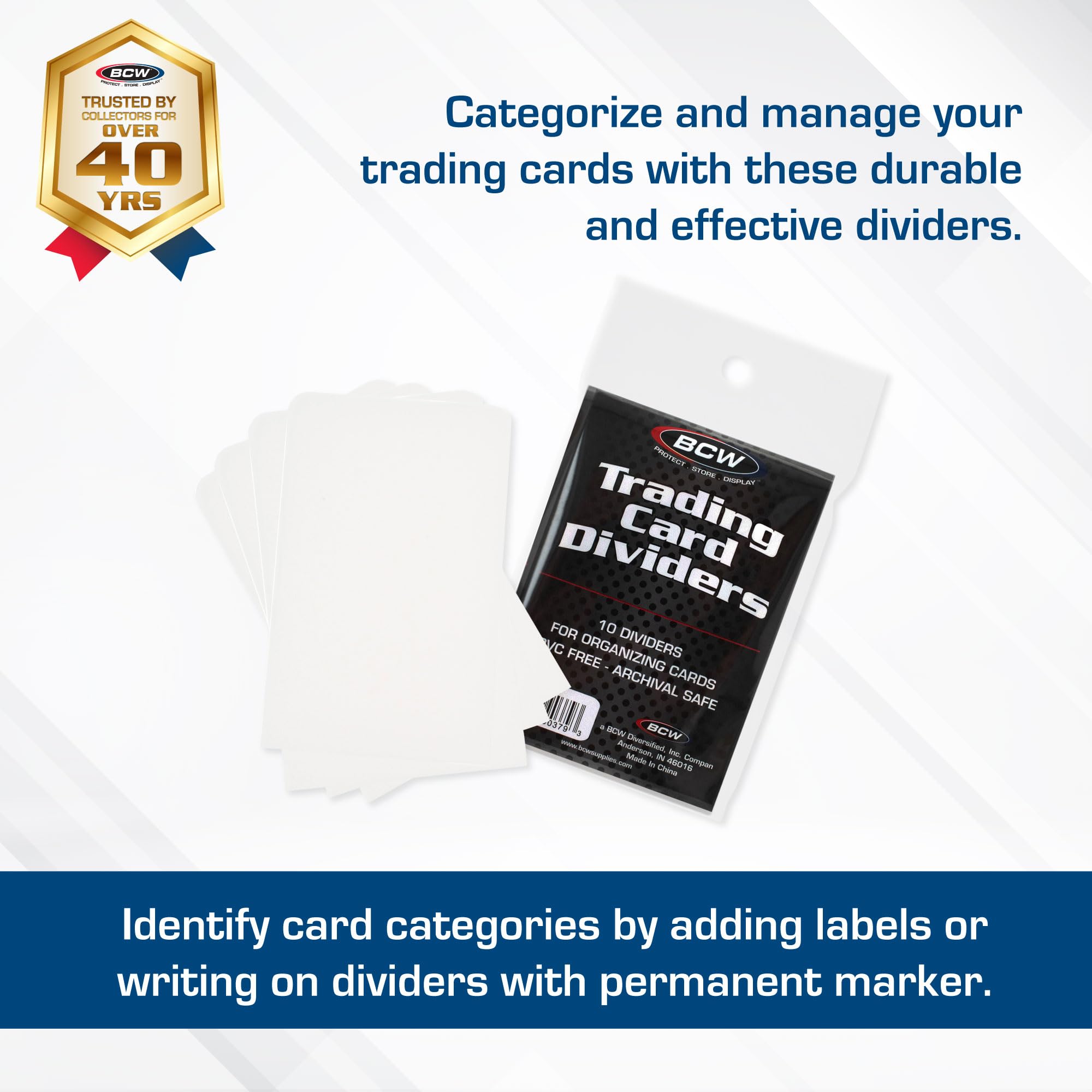 BCW 1000 Pack Trading Card Dividers - Archival Quality with Write-On Tabs | Compatible with 3200 & 5000 Super Monster Card Storage Boxes | Perfect for TCG, Sports Cards & Collectibles Organization