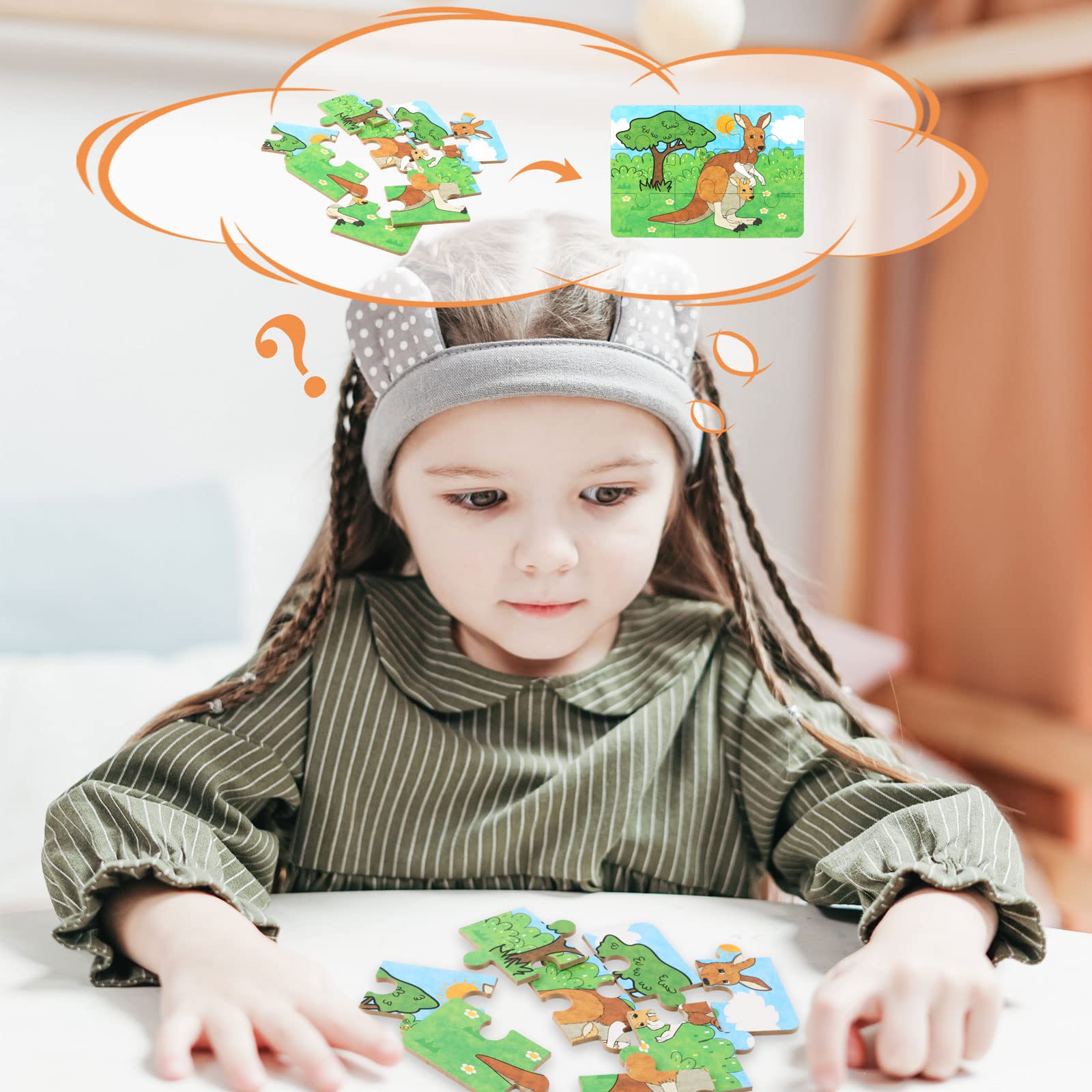 EDATOFLY 6 Pack Wooden Puzzle Toys for Kids, Educational Wooden Puzzles for 3 Year Old Boys & Girls - Animal Themed Learning Games for Toddlers | Perfect for Preschool Learning, Birthday Gifts & Family Game Night