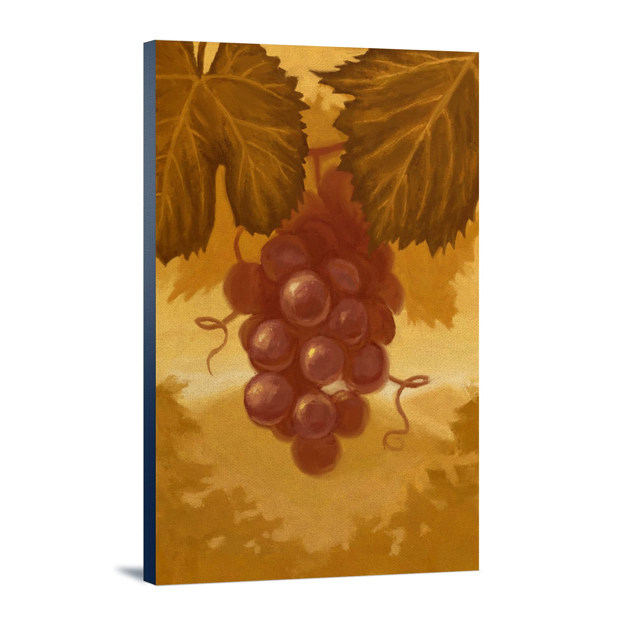 Lantern Press Red Grapes Oil Painting - 16x24 Wrapped Canvas Wall Art for Living Room, Dining Room & Bedroom Decor | Vintage Still Life Fruit Artwork