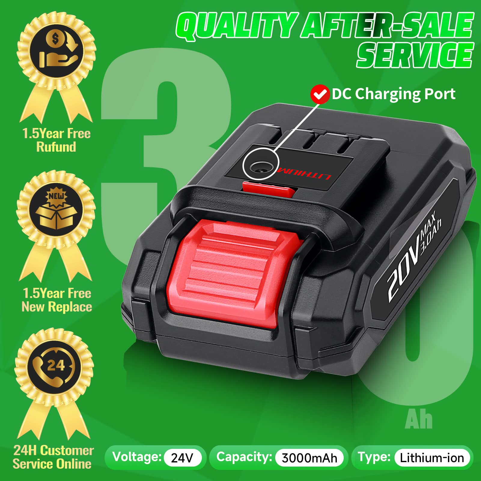 Upgraded 2 Pack 3000mAh Replacement Battery for KIMO 20V Lithium Battery - Compatible with KIMO 20V Cordless Blower, Wrench, Nailer, Drill - Perfect for DIY Projects, Home Repairs, and Professional Construction Work