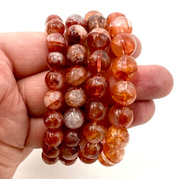 Natural Red Hematoid Fire Quartz Bracelet for Women - Healing Crystal Energy Jewelry for Meditation, Chakra Balancing & Spiritual Protection