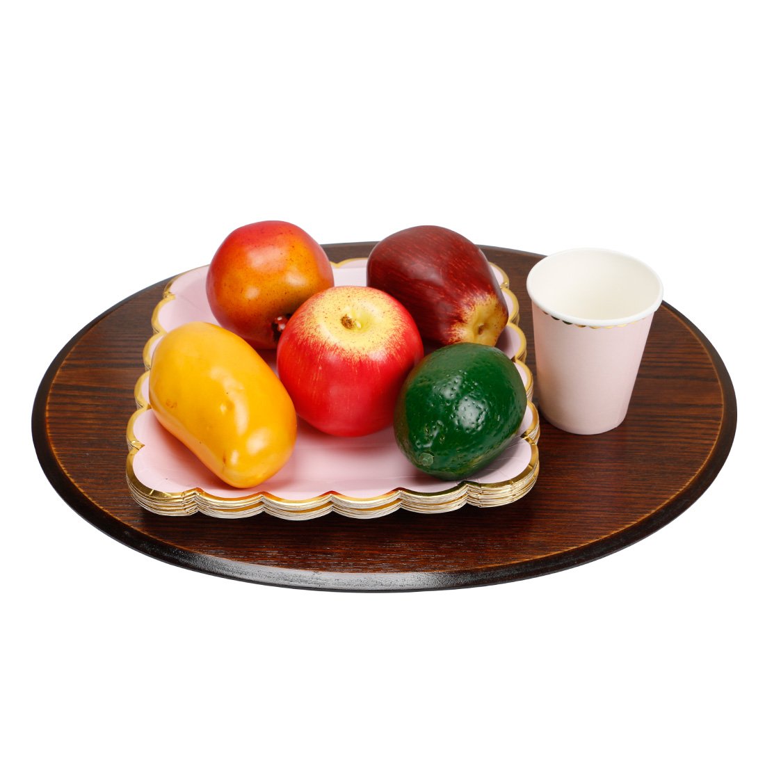 Elegant 9-Inch Pink Paper Party Plates with Metallic Gold Border - 20 Count Decorative Dessert Plates Set for Birthday, Wedding, Baby Shower & Special Occasions