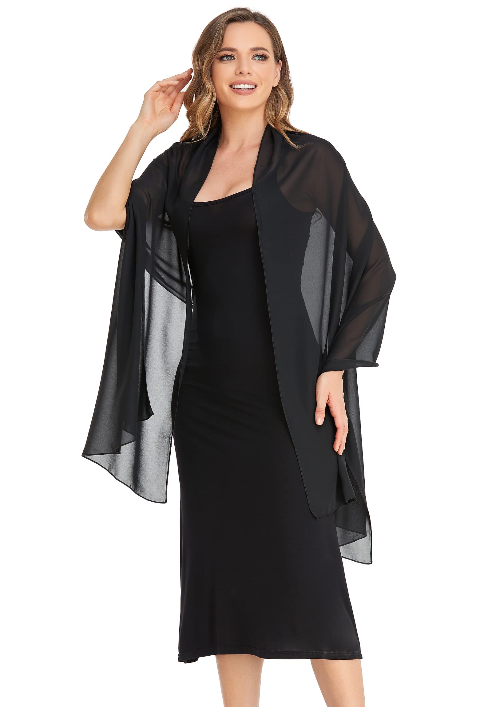 Elegant Sheer Chiffon Shawl Wrap for Women - Soft Silky Bridal Scarf for Wedding, Evening Dresses & Special Occasions