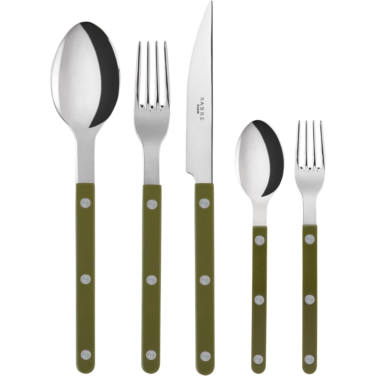 20-Piece Flatware Set for 4 - Stainless Steel & Nylon Bistro Cutlery with Knife, Fork, Spoon & Dessert Fork - Dishwasher Safe Green Fern Design - Perfect for Dining, Parties & Everyday Use