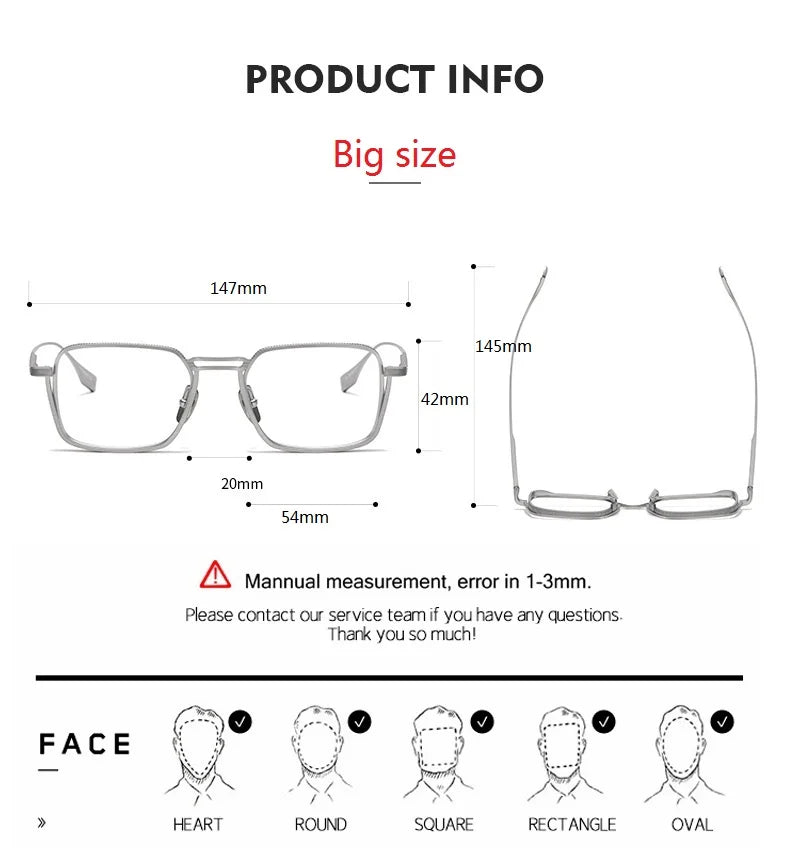 Aimee Unisex Full Rim Square Double Bridge Titanium Eyeglasses 4125 - Lightweight Durable Frame for Reading, Work & Fashion - Perfect for Office, School & Everyday Wear