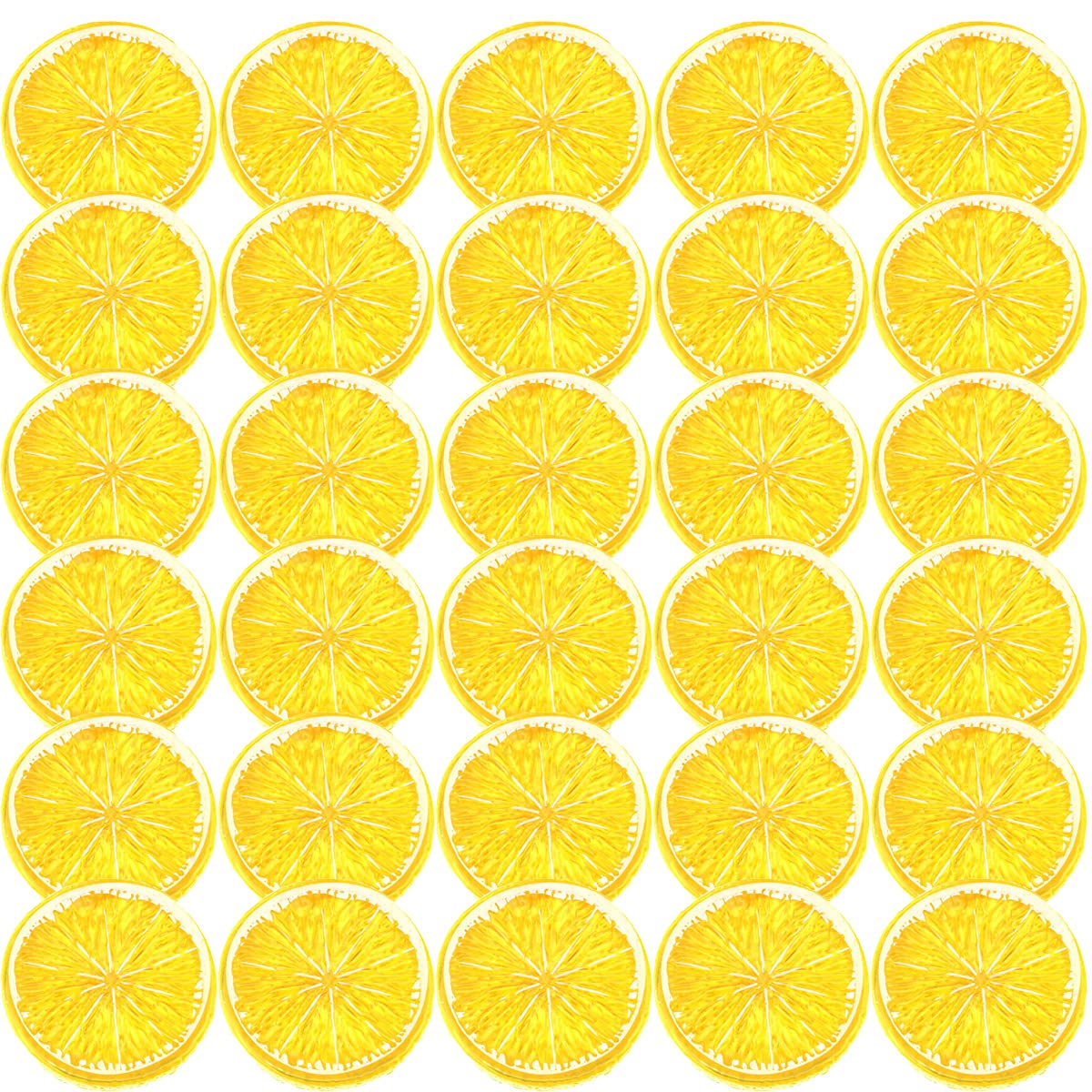 30 PCS Realistic Artificial Lemon Slices - Faux Plastic Fruit Decor for Home, Office, Kitchen & Tabletop - Lifelike Yellow Simulation Fruit Blocks for Wedding, Party & DIY Crafts Decoration