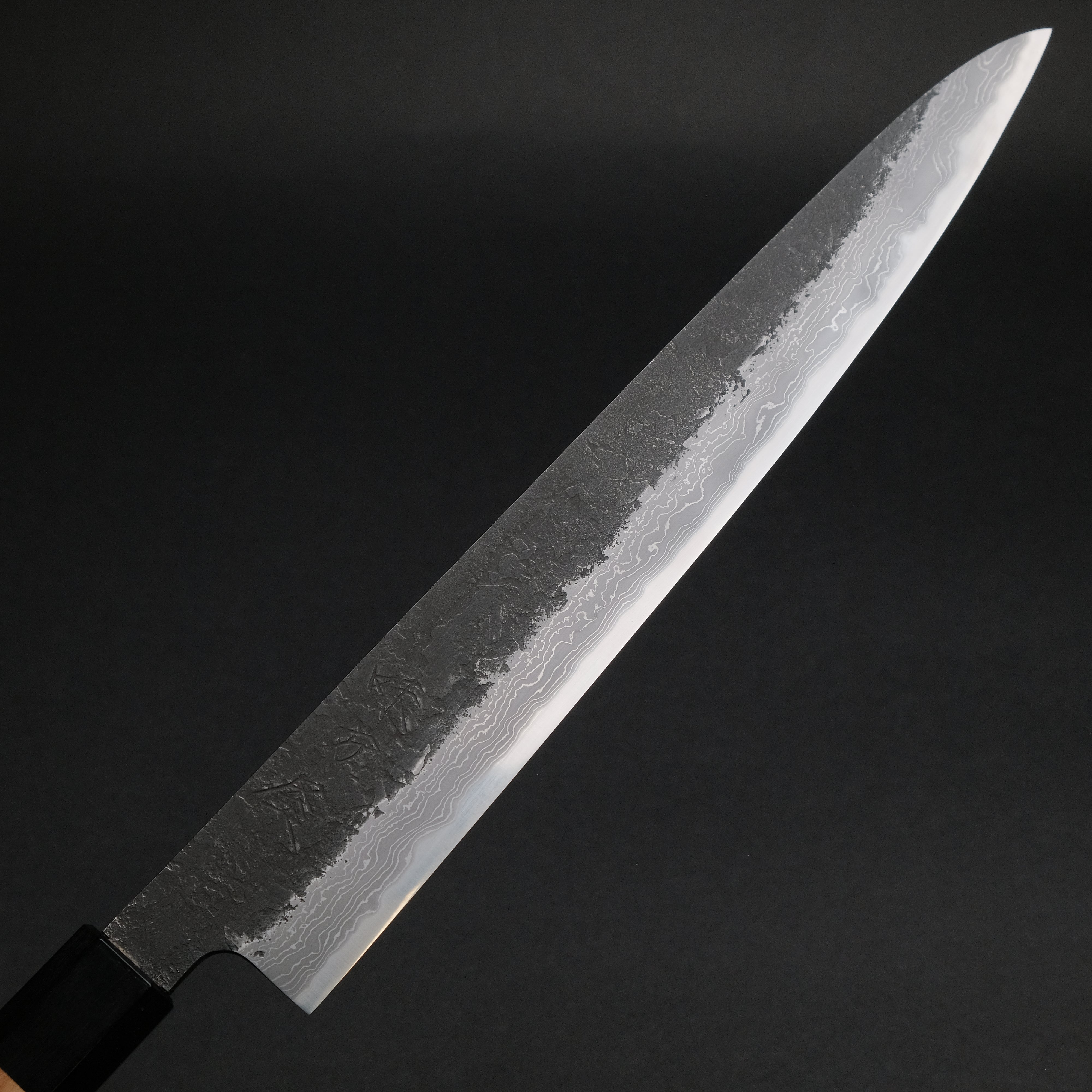 Premium Ajikataya White #2 Nashiji Damascus Sujihiki Knife 270mm - Olive Wood & Buffalo Horn Handle - Japanese Chef Knife for Slicing Meat, Sushi & Precision Cutting - Professional Kitchen & Home Cooking Essential