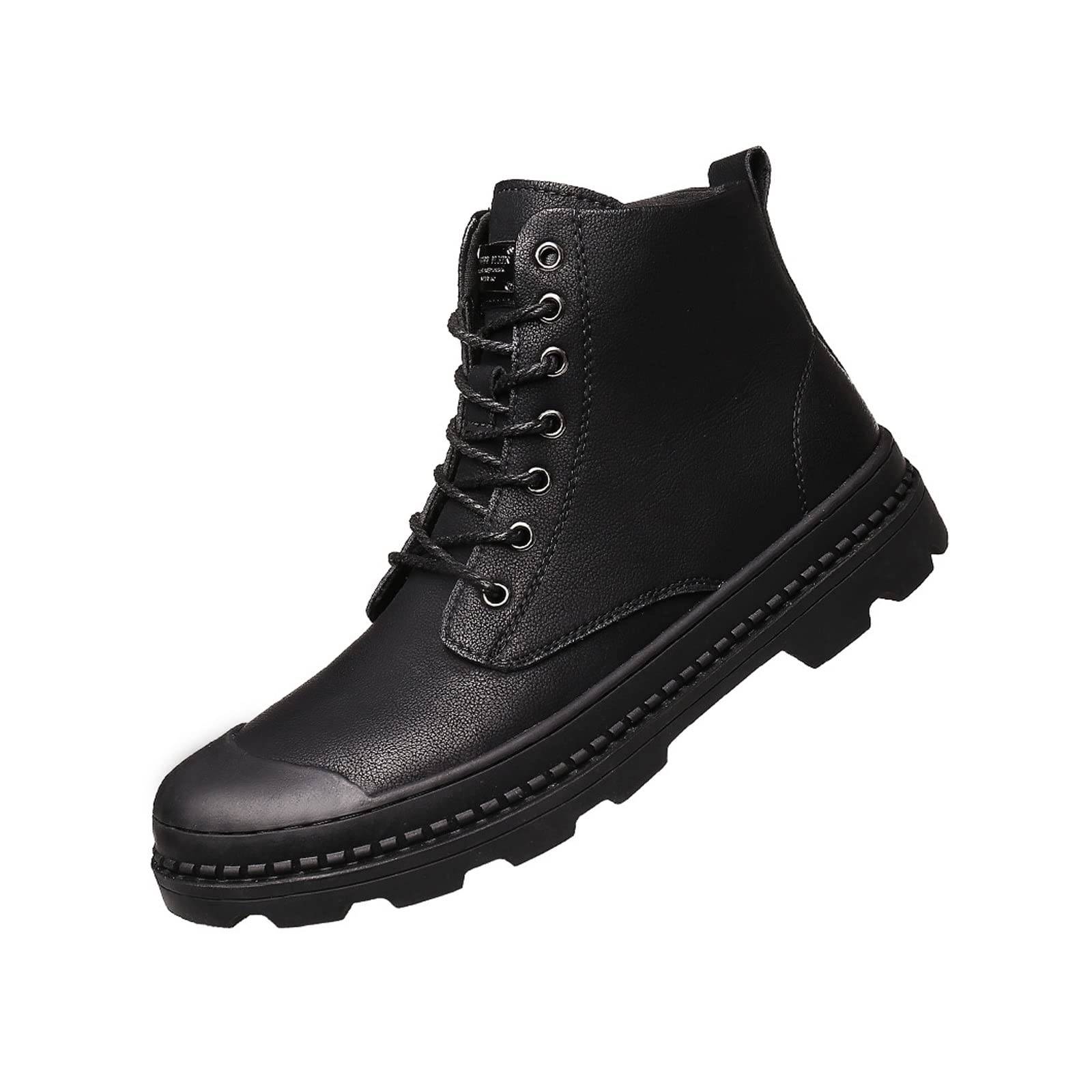 Men's Casual High-Top Work Boots for Autumn & Winter - Durable Motorcycle & Outdoor Shoes for Youth (Size 7.5) - Perfect for Riding, Hiking & Daily Wear