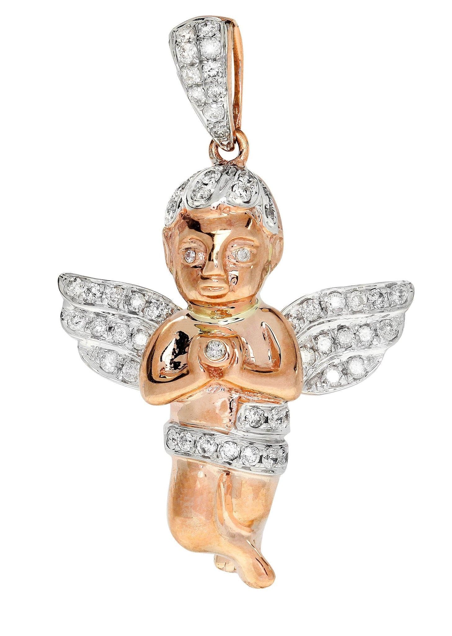 Diamond Angel Pendant Necklace - 5.85g 14K Gold with 0.61 Carat Genuine Diamonds - Perfect for Gifts, Anniversaries & Special Occasions
