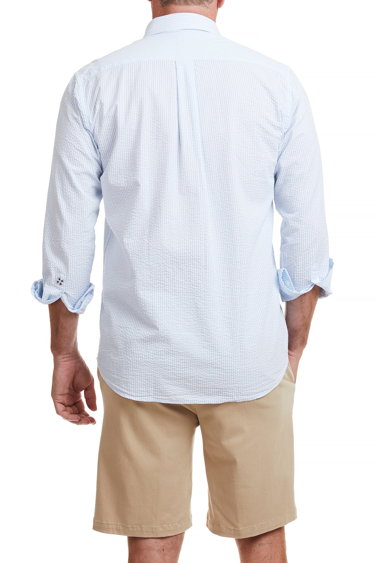 Chase Blue Seersucker Shirt for Men - Lightweight & Breathable Summer Casual Wear - Perfect for Beach, Office & Outdoor Activities