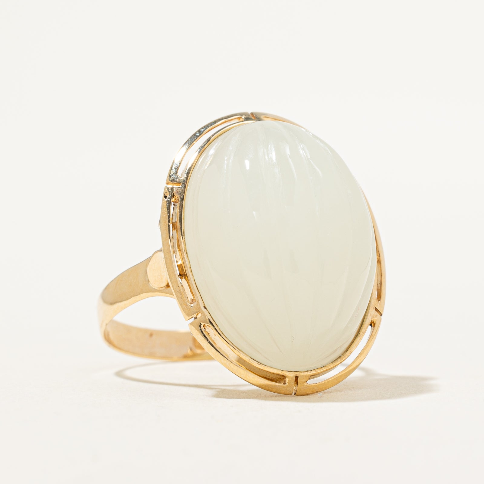 20.00ct Oval Cabochon Jadeite Cocktail Ring - Size 8.25 | Genuine Green Jade Statement Jewelry for Women | Perfect for Evening Parties, Weddings & Special Occasions