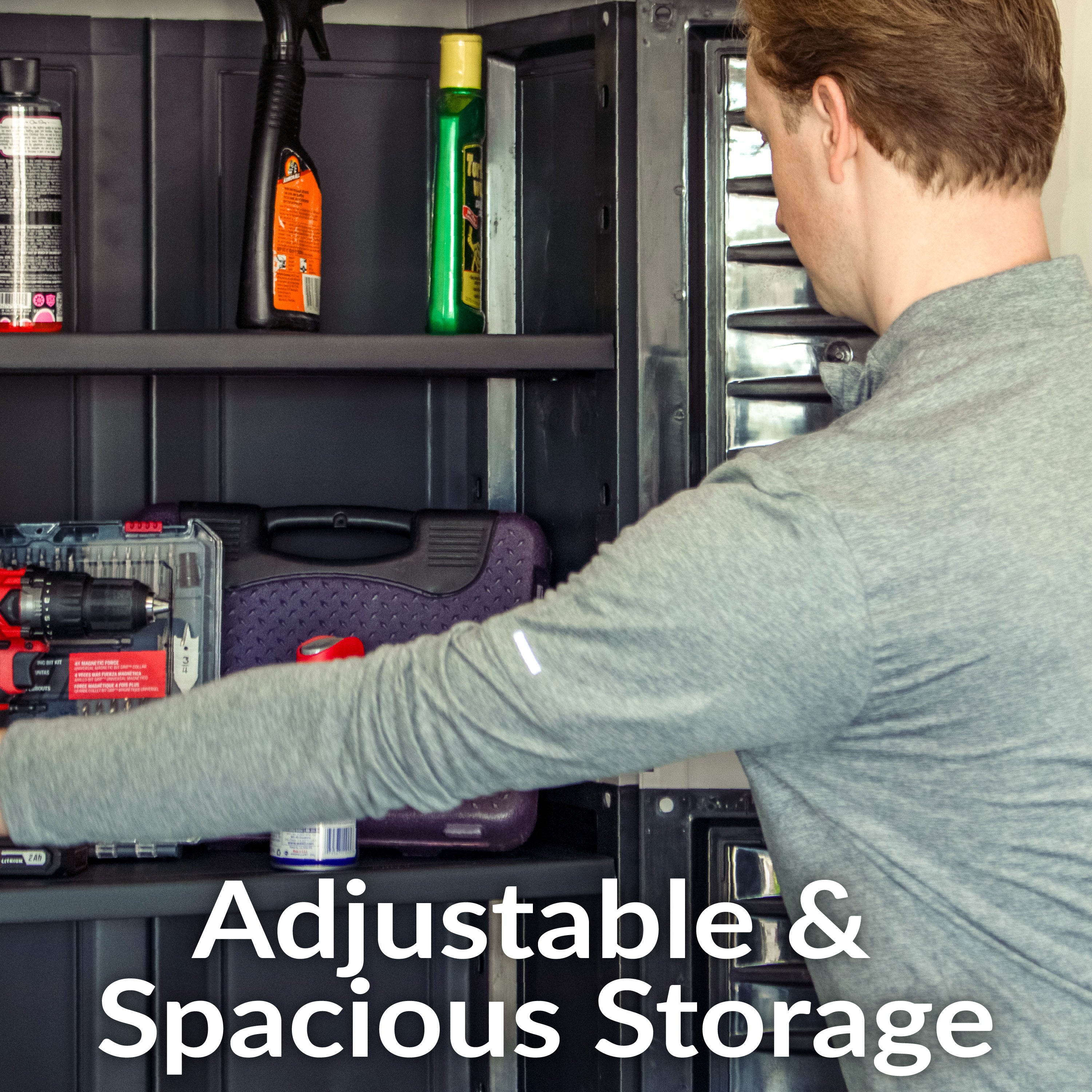 Sunnydaze 4-Shelf Plastic Lockable Storage Cabinet - 72 Inch Heavy Duty Utility Organizer for Garage, Shed, or Outdoor Storage | Weather-Resistant & Secure Shelving Unit