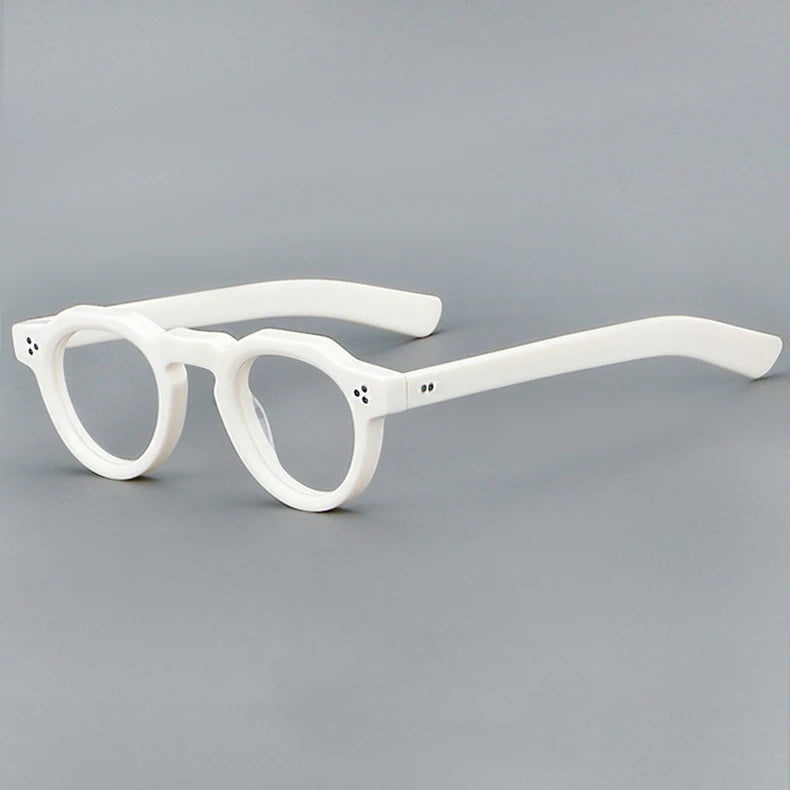 CCspace Unisex Full Rim Flat Top Round Acetate Eyeglasses 57171 - Stylish & Lightweight Frame for Men & Women - Perfect for Reading, Work, and Everyday Fashion