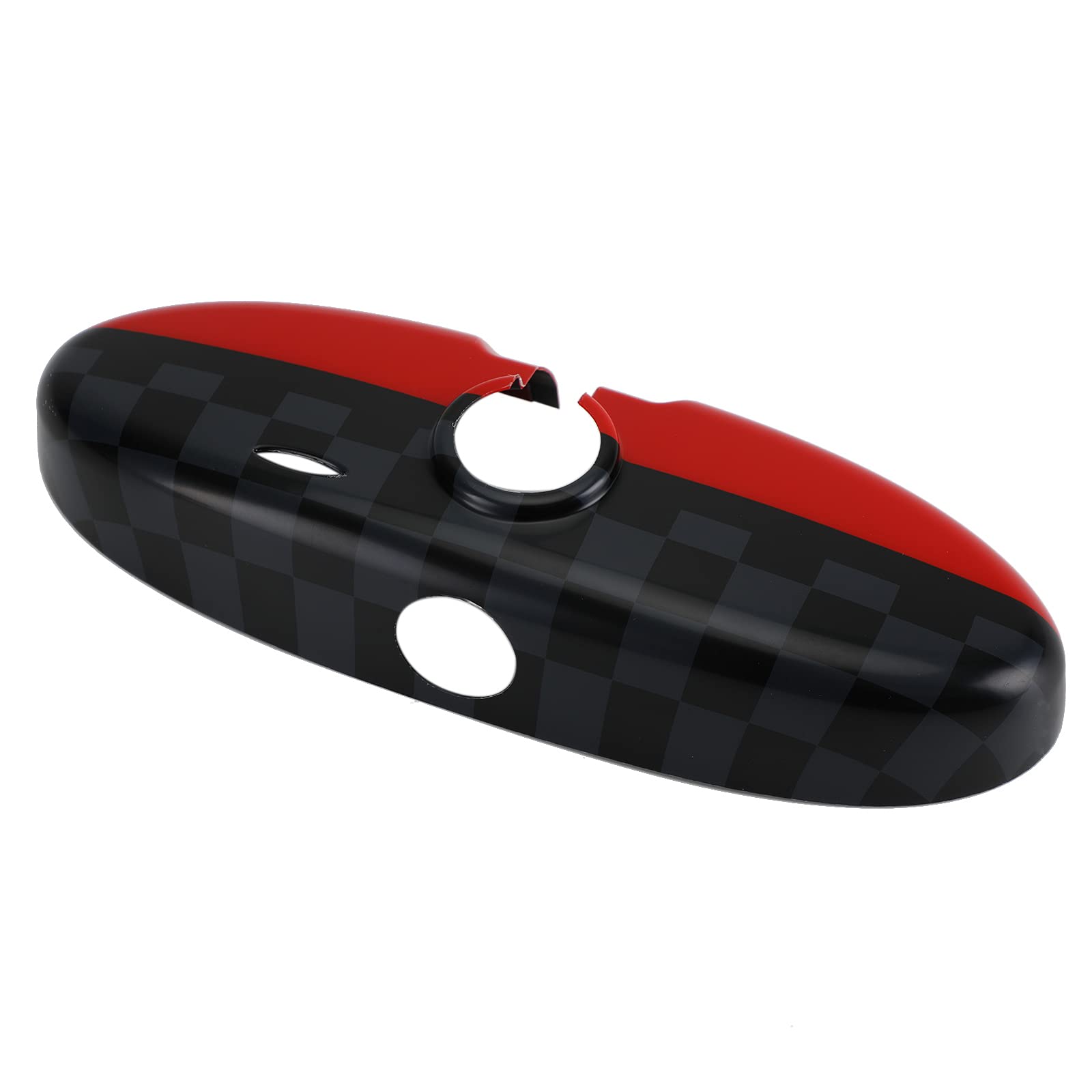 Black & Grey Checkered Red Rear View Mirror Covers for BMW MINI Cooper R55 R56 R57 - Side Mirror Protectors for Enhanced Style & Protection (Perfect for Car Enthusiasts & Customization)