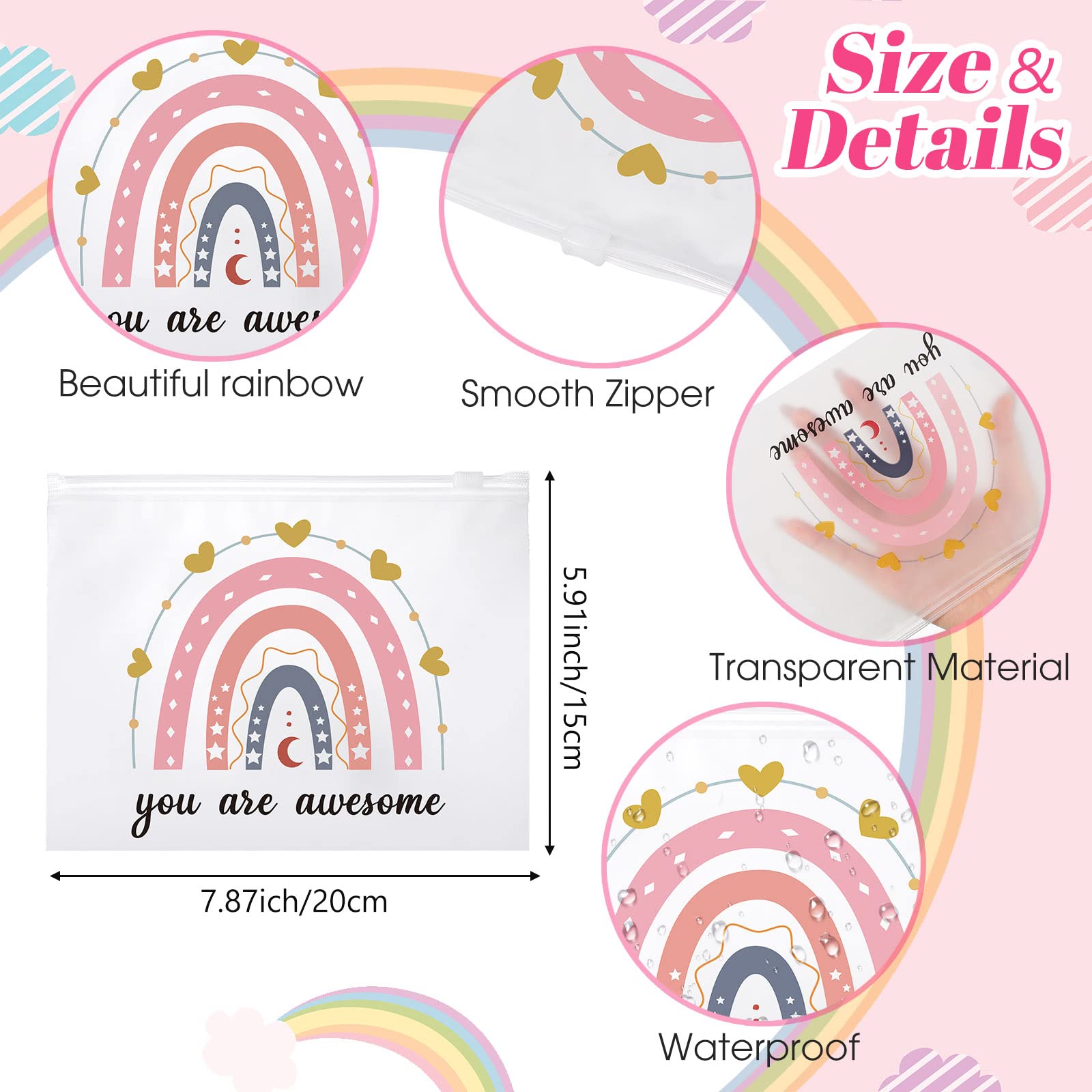 50 Pcs Inspirational Cosmetic Bags for Women - EVA Zippered Makeup Pouches Bulk Set, Motivational Gifts for Birthday, Graduation, Christian Easter & Encouragement (Boho Awesome) - Perfect for Travel, Gym & Daily Organizer