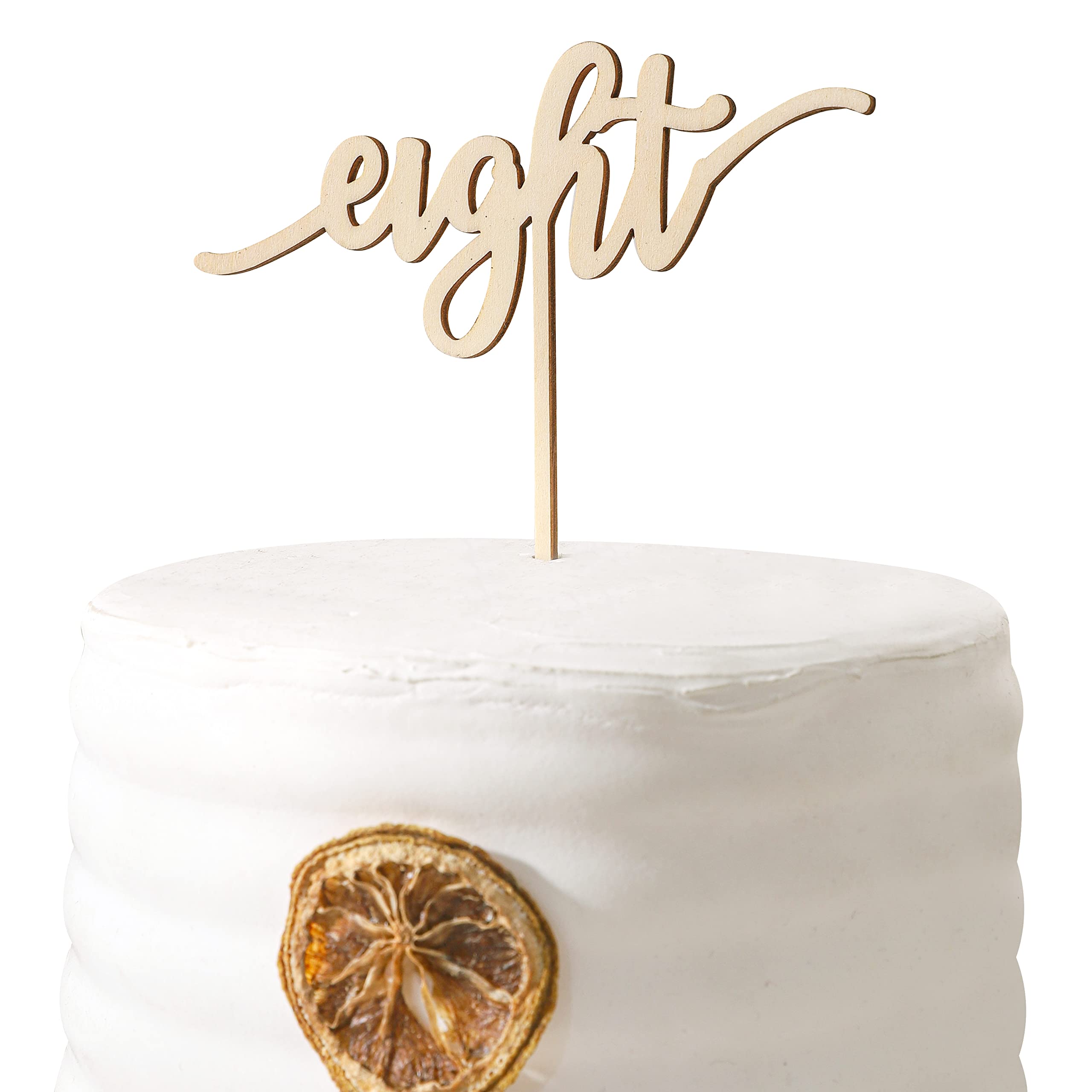 Wooden Cake Topper - 8th Birthday Anniversary Sign for Rustic Wedding, Smash Cake & Photo Booth Decor | Cake Decorating Supplies for Parties & Celebrations