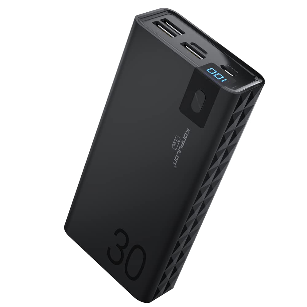 KONFULON 30000mAh Power Bank with LCD Display - Ultra High Capacity Portable Charger for iPhone 12, MacBook, Nintendo Switch, Pixel & More | Perfect for Travel, Camping & Emergency Power Backup