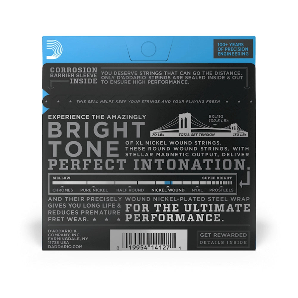 D'Addario EXL110 Nickel Wound Electric Guitar Strings 10-46 Gauge - Regular Light Tension for Smooth Playability & Bright Tone | Perfect for Rock, Blues & Studio Recording