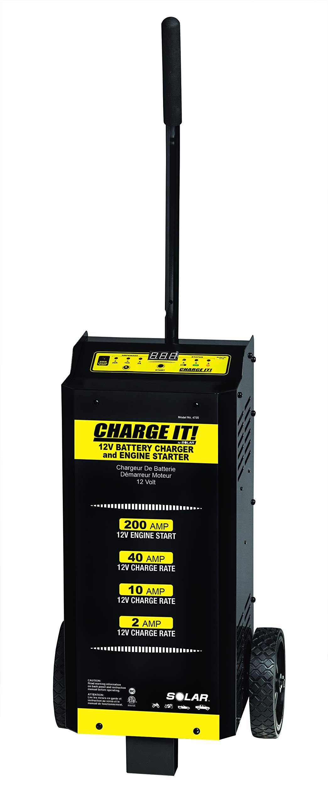 4735 Wheeled Battery Charger - 40/20/5/200 Amp 12V Car Battery Charger & Maintainer for Cars, Trucks, RVs, Boats - Portable Automotive Battery Charging Station for Home Garage & Roadside Emergencies