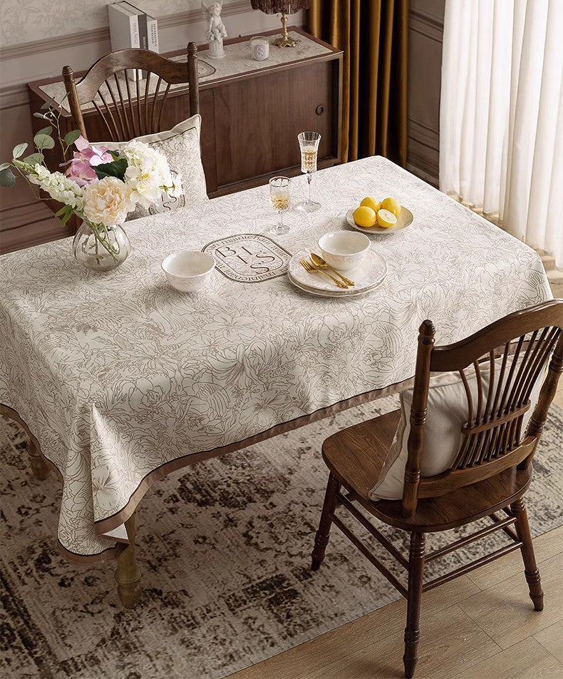 Elegant French Style Tablecloth for Dining Table - Modern Rectangle Table Cover for Oval & Rectangle Tables - Perfect for Home Decor, Dinner Parties & Special Occasions