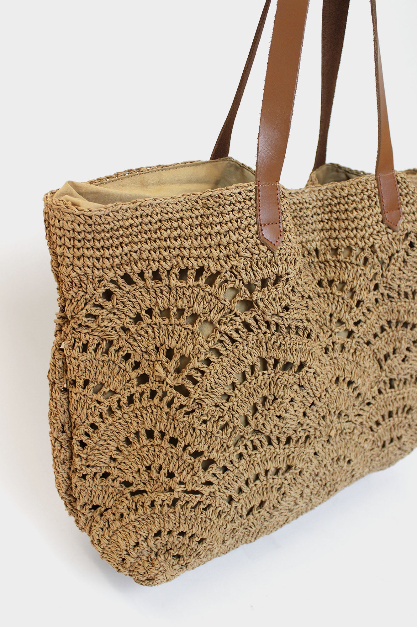 Natural Raffia Crochet Beach Bag - Handmade Straw Tote for Women | Perfect for Summer Vacation, Pool Party & Beach Accessories