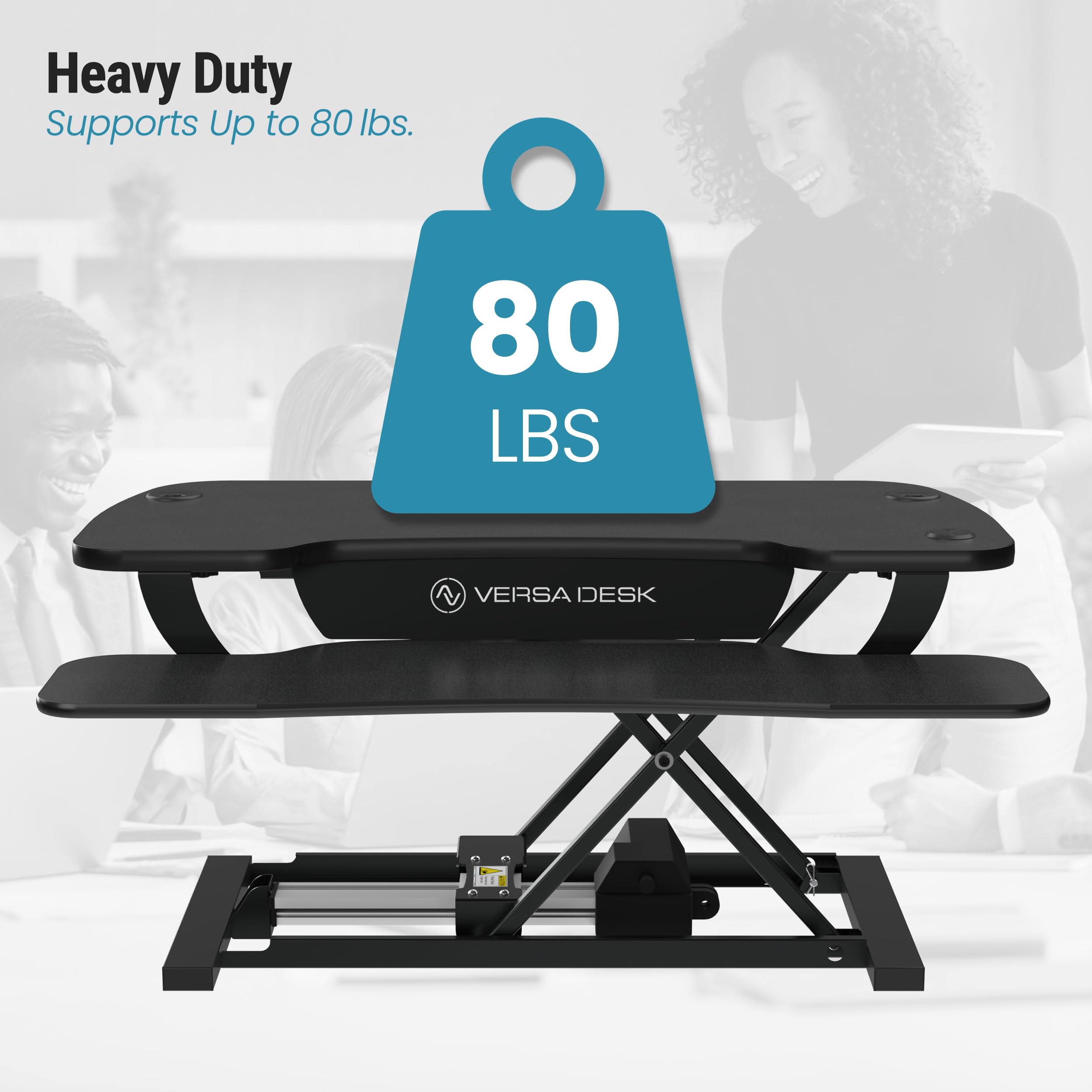 VERSADESK PowerPro 36 Inch Electric Standing Desk Converter - Height Adjustable Sit Stand Desk Riser for Home & Office - Dual Monitor & Laptop Workstation with Wide Keyboard Tray & USB Port - Black - Perfect for Remote Work, Gaming & Ergonomic Workspace Setup