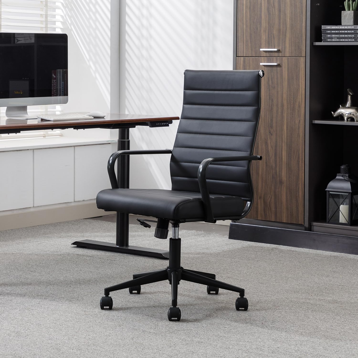 Premium Ergonomic Office Chair - Okeysen Leather Executive Desk Chair with Adjustable Height, Swivel & Rolling Wheels for Home Office, Conference Room & Workspace Comfort