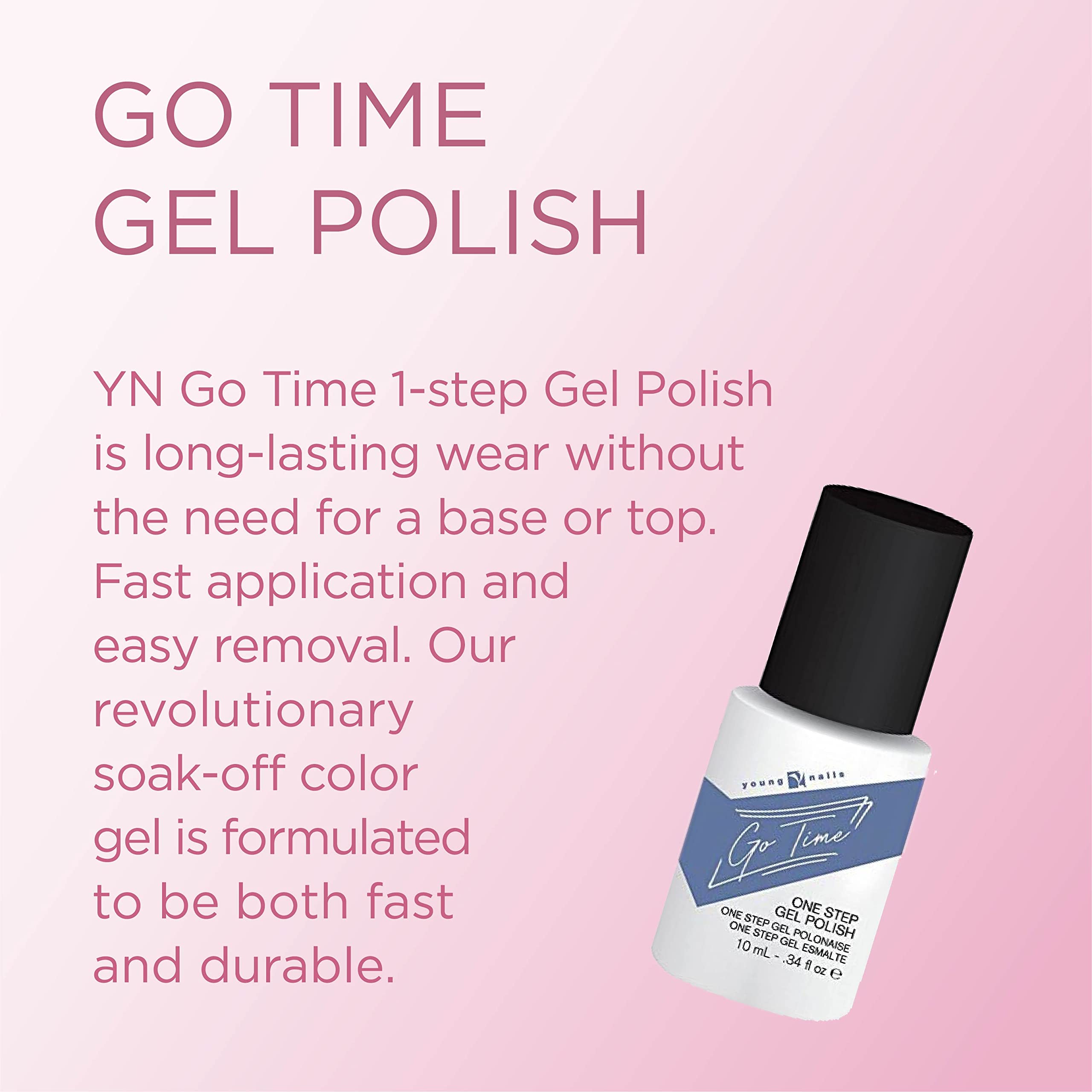 Young Nails Go Time Gel Polish - One Step Gel Nail Polish for Natural & Artificial Nails | LED/UV Light Cured | Soak Off Formula 0.34 fl oz | Perfect for Salon & Home Manicures, Nail Art & DIY Nail Care