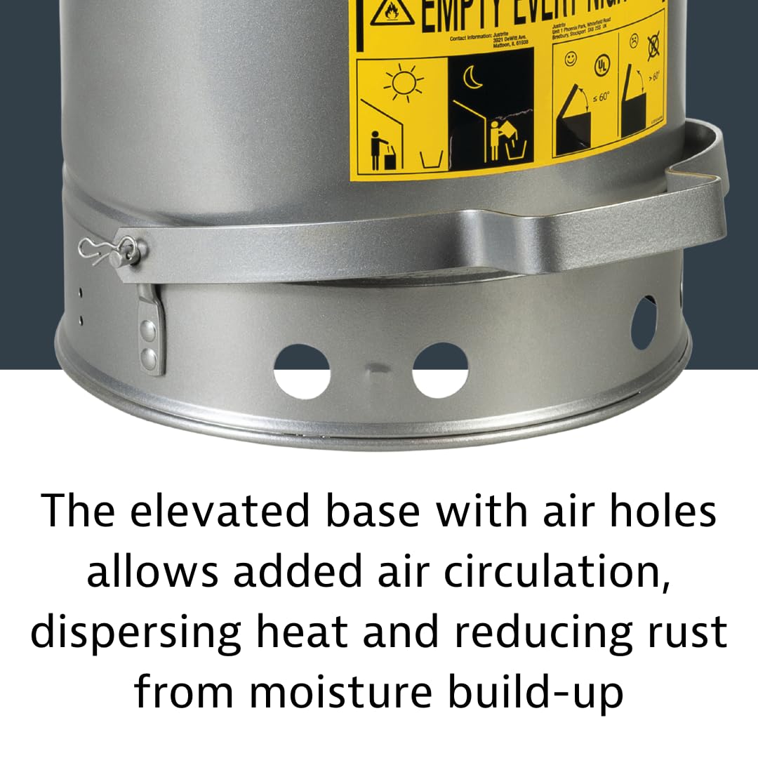Justrite 21 Gallon Galvanized Steel Oily Waste Can with Foot Pedal Lid - 23.5