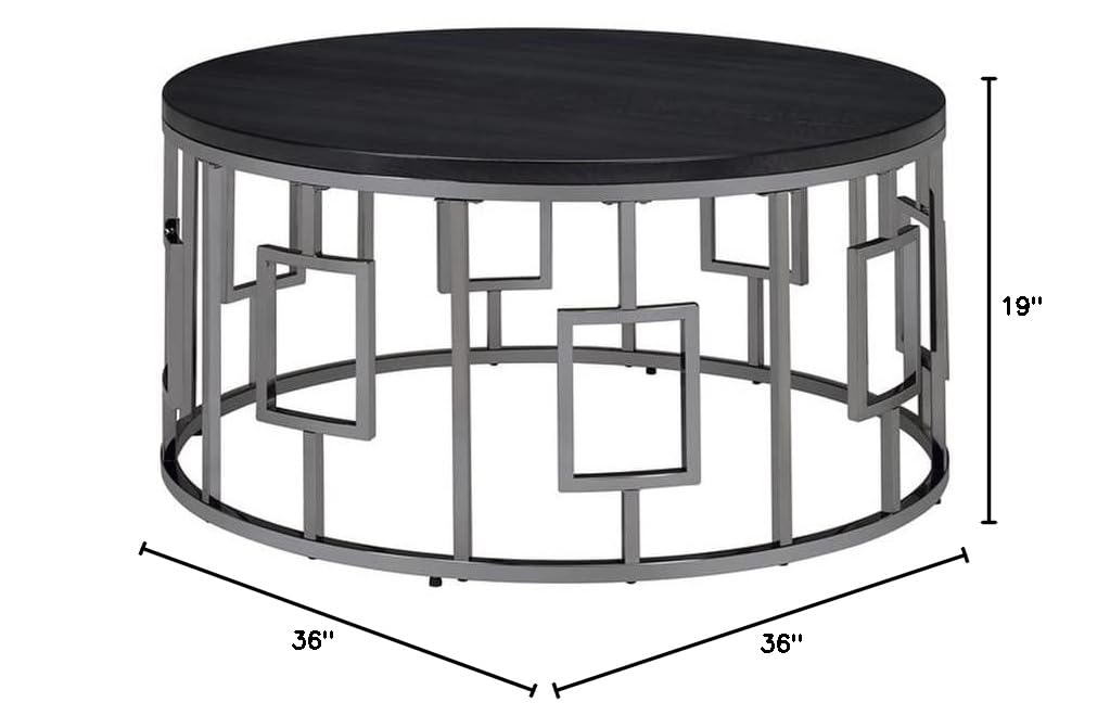 Picket House Furnishings Kendall Round Coffee Table - 36 Inch Modern Wooden Living Room Center Table with Storage Shelf for Small Spaces | Perfect for Apartments, Condos & Cozy Home Decor