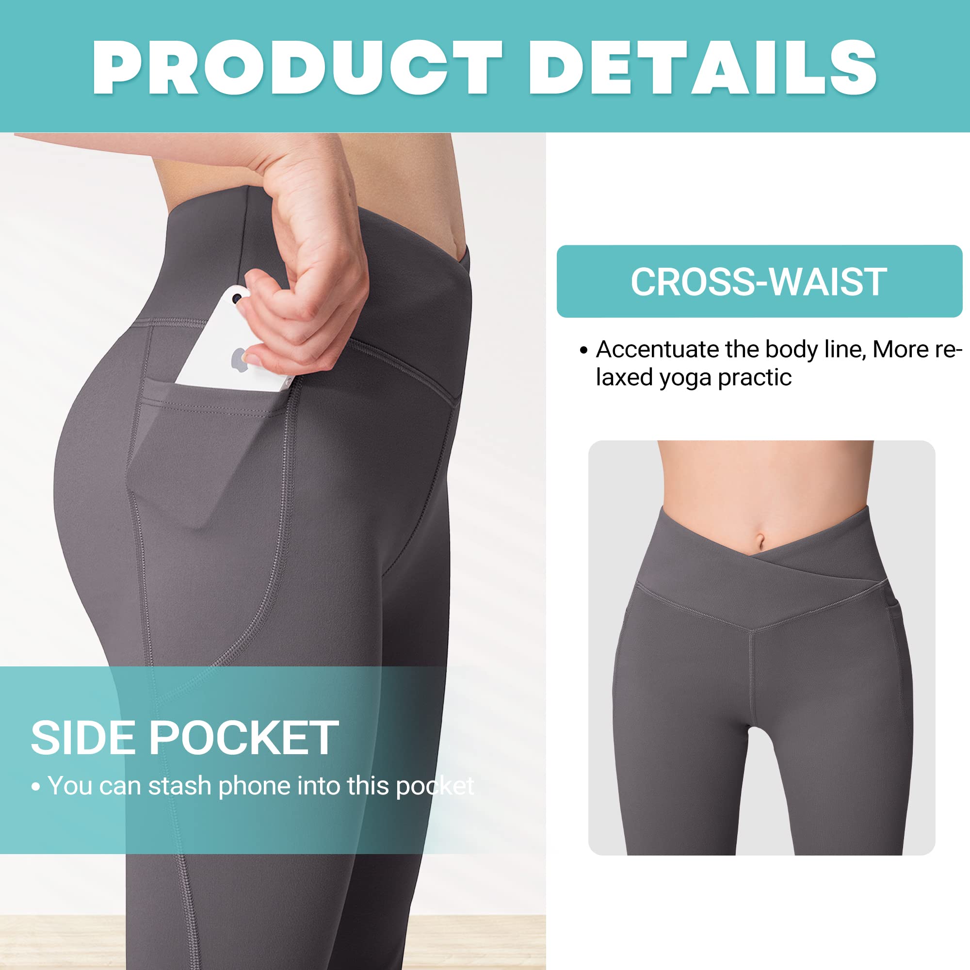 Bootcut Yoga Pants Flare Leggings for Women & Girls - High Waisted Dance Pants with Pockets - Stretchy Workout Leggings for Yoga, Gym, Running & Casual Wear