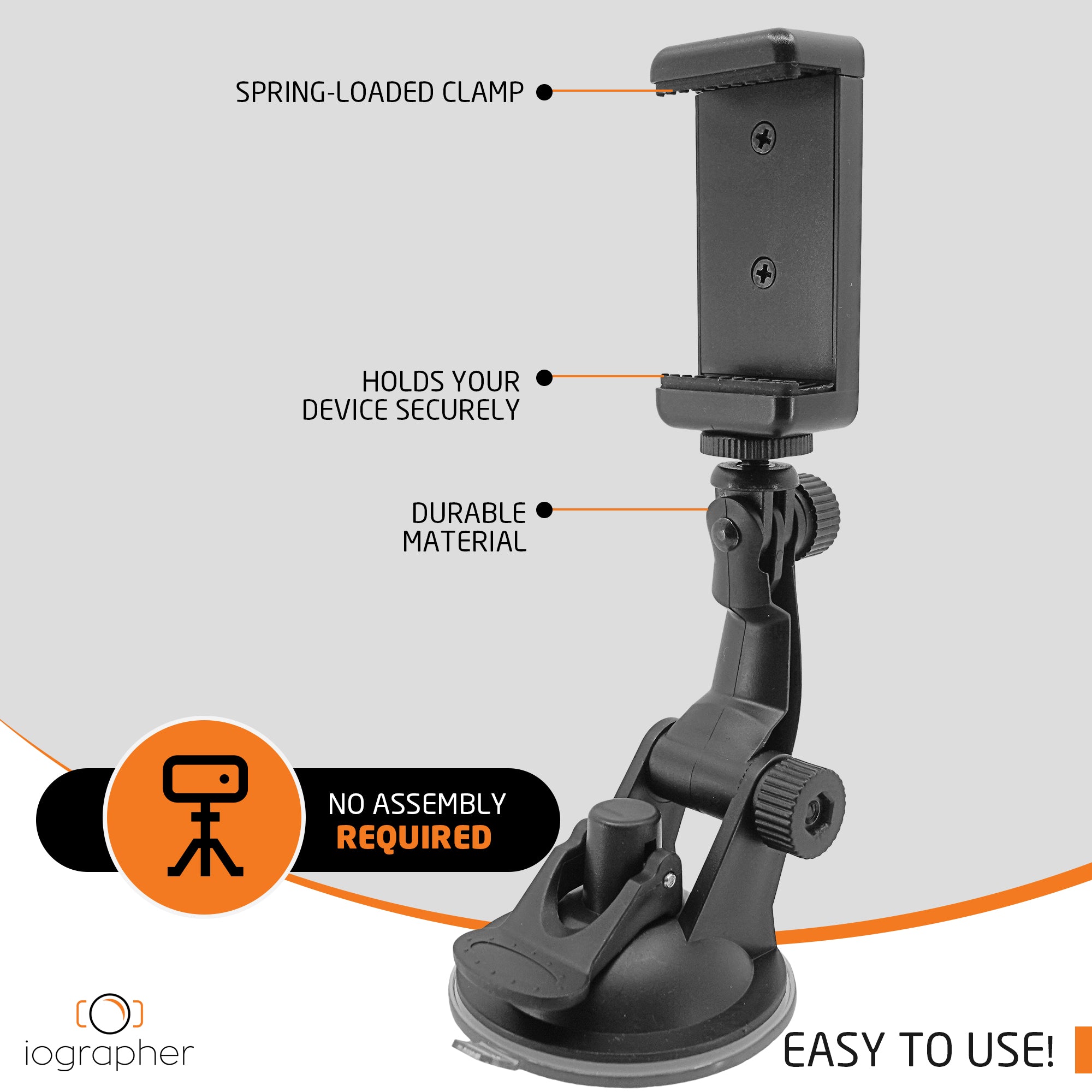 iOgrapher Suction Cup Mount for Smartphones & Cameras - Secure Hands-Free Video Recording for Vlogging, Live Streaming & Action Shots