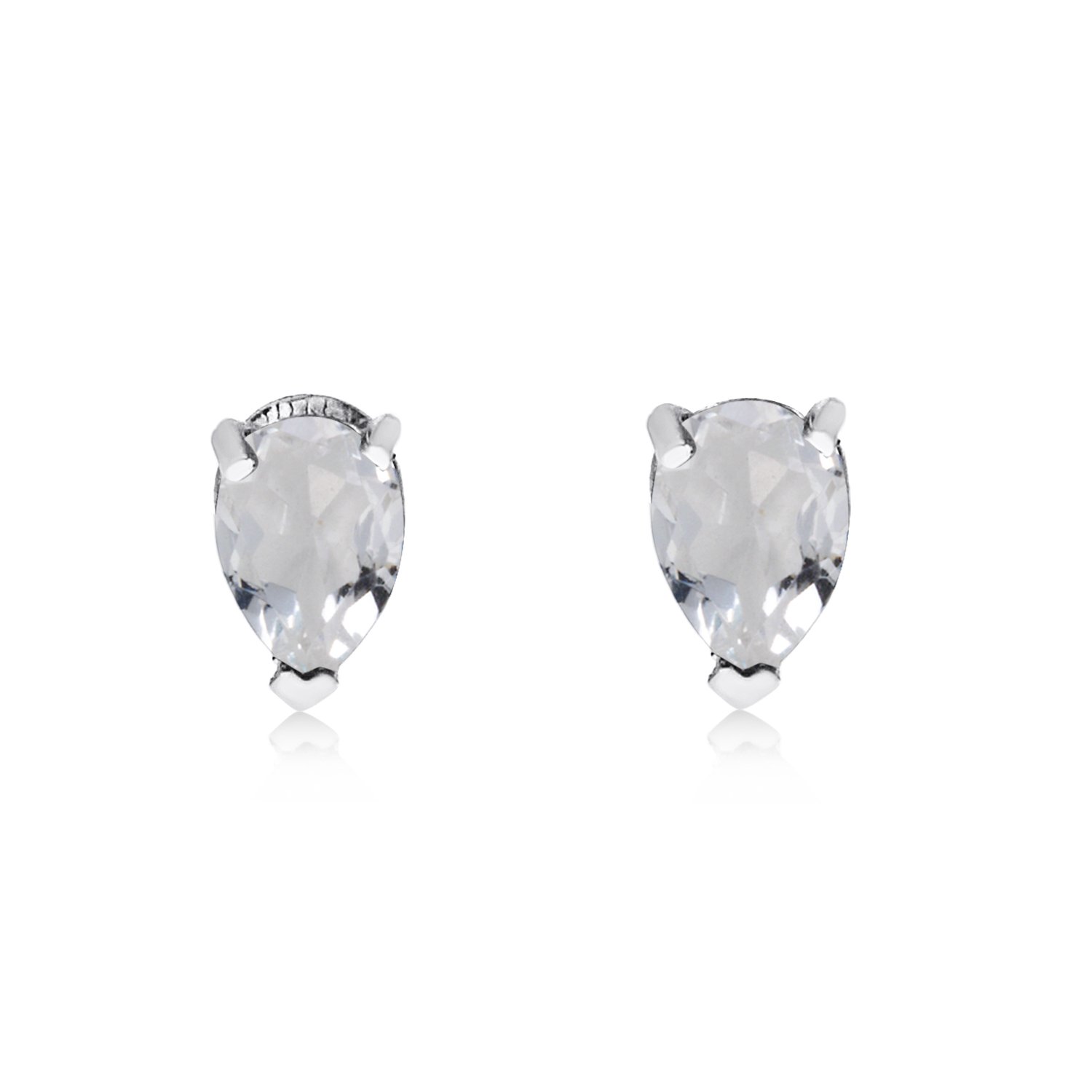14K White Gold Pear-Shaped White Topaz Earrings for Women - Elegant Dangle Earrings for Weddings, Parties & Special Occasions