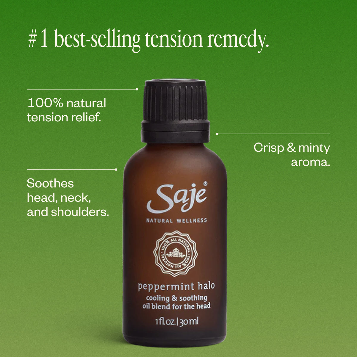 Peppermint Halo Headache Relief Roll-On Refill | Natural Migraine & Tension Relief | Perfect for Travel, Work & Stress Relief